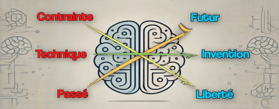 Les 3 axes, les 6 pôles de la création et leur situation dans les 2 hémisphères de notre cerveau