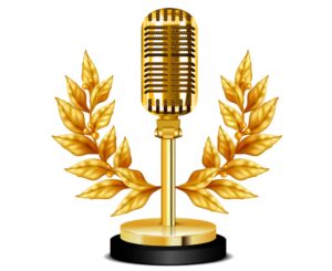 Palmarès des Prix du Podcast - Strasbourg 2025 - image d'un trophée doré