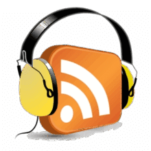 Podcast : l'avenir appartient à ceux qui écoutent un casque installé sur une brique podcast orange symbolise l'écoute de podcasts