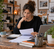 Crise économique : et si vous appreniez à produire vos médias vous-même ? produire vos médias vous-même -une entrepreneuse est en train d'arbitrer ses dépenses médias
